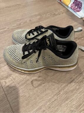 APL Gold Knit Women's Athletic Sneakers with Black Accents